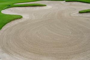 Golf course sand pit bunker aesthetic background,Used as obstacles for golf competitions for difficulty and falling off the course for beauty photo