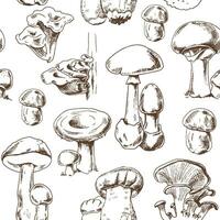 Seamless pattern of different hand-drawn  mushrooms. Sketch illustration for print, web, mobile and infographics. vector