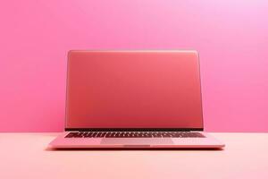 Mockup of beautiful laptop with multicolor background, Generative AI illustration photo