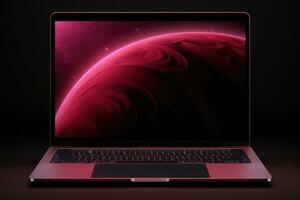 Mockup of beautiful laptop with multicolor background, Generative AI illustration photo
