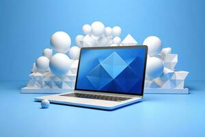 Mockup of beautiful laptop with multicolor background, Generative AI illustration photo
