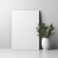 Mockup a Blank empty canvas. A gray wall on the background. Generative AI photo