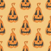 Cute pumpkin character seamless pattern for Halloween vector