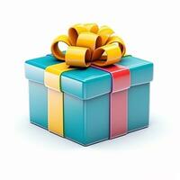 3D illustration of a gift box with a bow. holiday symbol, gift, birthday, christmas. AI generated photo