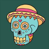 vector illustration of a painted skull for the holiday of the day of the dead. drawing in flat style, cartoon