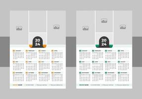 Calendar 2024 template planner vector wall minimalist style 1 to 12 month one page