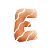 English alphabet, letter E painted with watercolor png