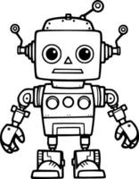 Cute Robot Coloring Book Vector Illustration