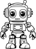 Cute Robot Coloring Book Vector Illustration