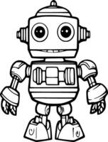 Cute Robot Coloring Book Vector Illustration