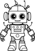 Cute Robot Coloring Book Vector Illustration