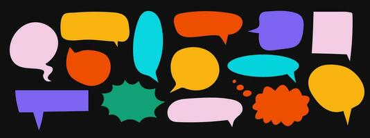 Set of different colorful speech bubble. Bubbles collection on dark background. Vector illustration.