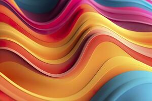 Abstract 3D Render. Colorful Background Design with Soft, Wavy Waves. Modern Abstract Wave Background. AI Generative photo