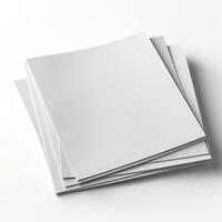 Blank white paper isolated on white background. Generative AI photo