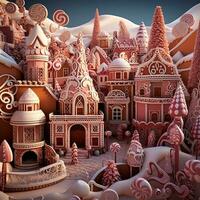 Gingerbread Houses in a paper cut 3d style photo