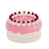 Birthday cake party element on transparent background, Colorful delicious desserts . 3D rendering png