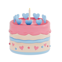 cumpleaños pastel fiesta elemento en transparente fondo, vistoso delicioso postres . 3d representación png