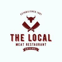 Vintage butcher template logo with knife, fresh beef. Logo for business, butcher shop, restaurant, badge and label. vector