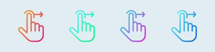 Slide line icon in gradient colors. Swipe signs vector illustration.