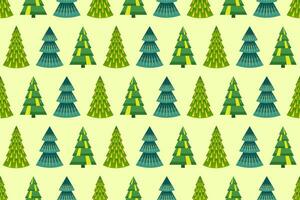 Christmas trees seamless pattern. Endless Christmas pattern with decorative stylized green firs. vector