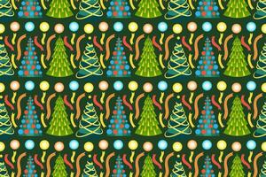 Christmas trees seamless pattern. Endless Christmas pattern with decorative stylized green firs. vector