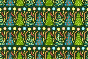 Christmas trees seamless pattern. Endless Christmas pattern with decorative stylized green firs. vector