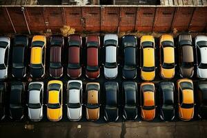 Aerial View of the Parked Cars AI Generated photo