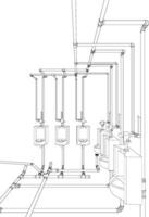 3D illustration of building piping vector