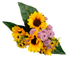 bouquet of yellow sunflowers isolated png