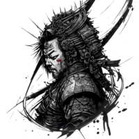 Samurai Illustration png transparent Hintergrund ai generativ