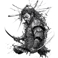 Samurai Illustration png transparent Hintergrund ai generativ