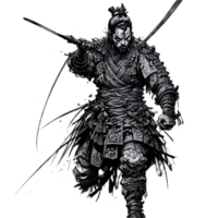 Samurai Illustration png transparent Hintergrund ai generativ