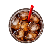 Coke in glass top view or high angle shot Coca Cola ai generative png