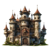 3D illustration fairy tale castle building ai generative png