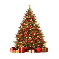 Christmas decoration tree with ornaments with gifts box ai generative png