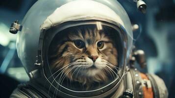 Adorable Astronaut Cat. Exploring the universe, one paw at a time photo