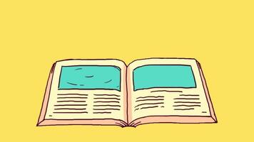 animated book in yellow   background video