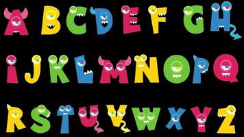 animated alphabet in black background video