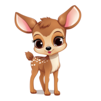 mignonne adorable bébé cerf dessin animé avec gros yeux ai génératif png