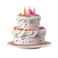 Birthday ice cream cake with candles ai generative png