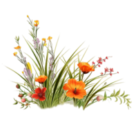 fleur et herbe pour décoration ai génératif png