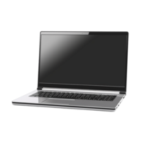 Contemporary modern silver colored slim laptop computer ai generative png