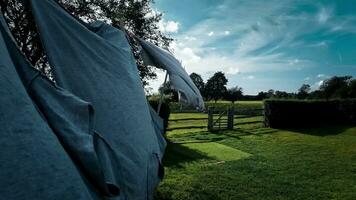 Sunny Day Laundry Freshly Hung Clothes on the Line video