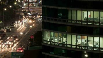 laps de temps de Bureau la vie et ville circulation à nuit Séoul, Sud Corée video