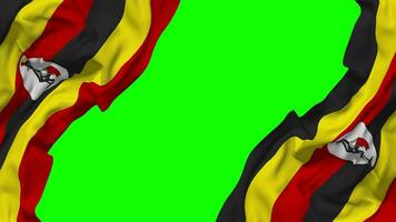 Uganda Flag Waving on Sides, Isolated with Bump Texture, 3D Rendering, Green Screen, Alpha Matte video