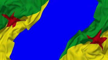 French Guiana Flag Waving on Sides, Isolated with Bump Texture, 3D Rendering, Green Screen, Alpha Matte video