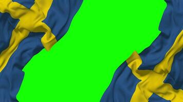 Sweden Flag Waving on Sides, Isolated with Bump Texture, 3D Rendering, Green Screen, Alpha Matte video