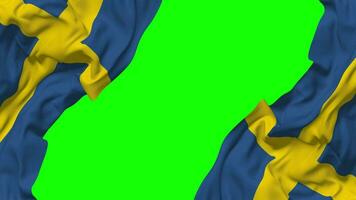 Sverige flagga vinka på sidor, isolerat med stöta textur, 3d tolkning, grön skärm, alfa matt video