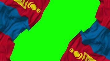 Mongolia Flag Waving on Sides, Isolated with Bump Texture, 3D Rendering, Green Screen, Alpha Matte video