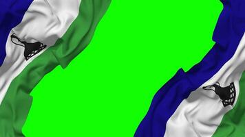 Lesotho Flag Waving on Sides, Isolated with Bump Texture, 3D Rendering, Green Screen, Alpha Matte video